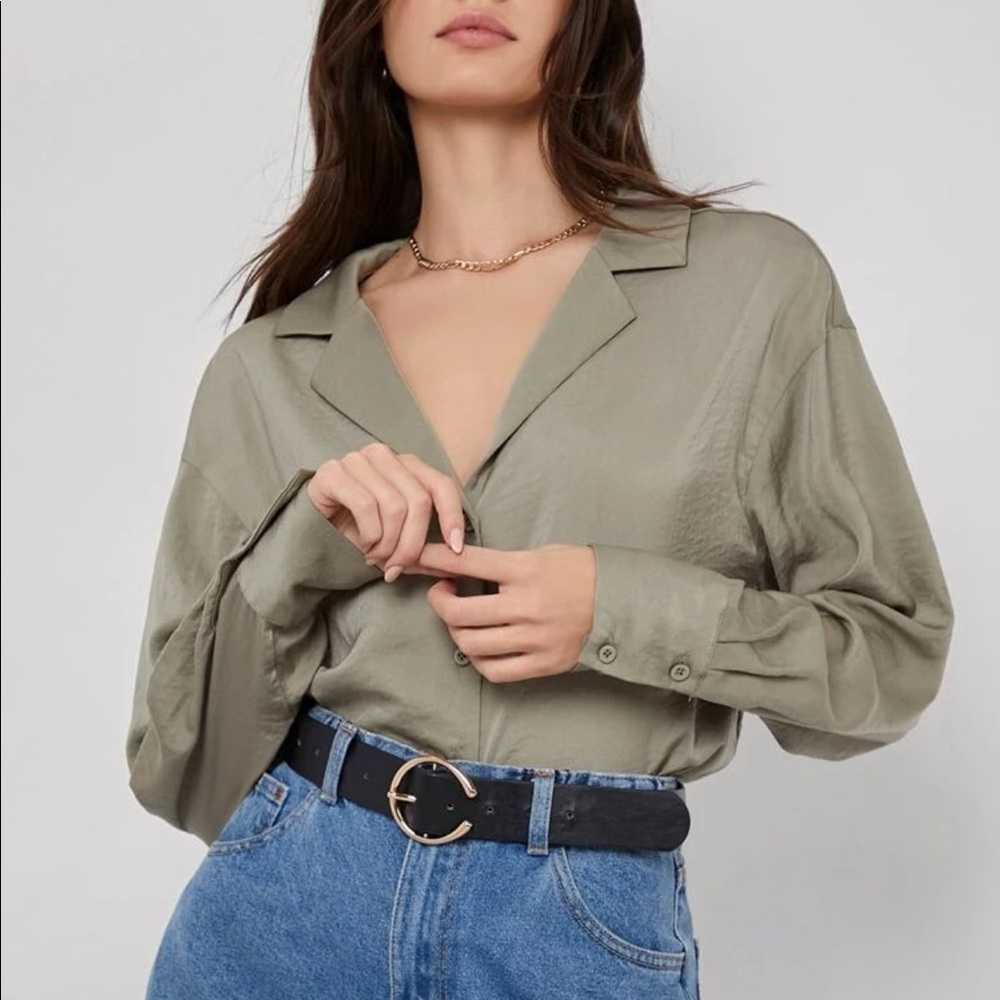 Button Front Drop Shoulder Blouse - image 5